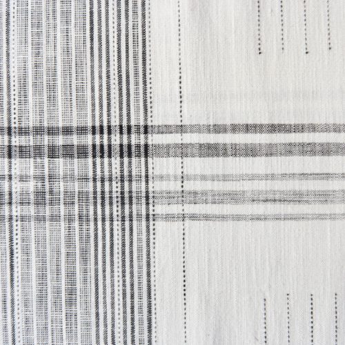 Mantel de algodón blanco con rayas negras 170x300 cm