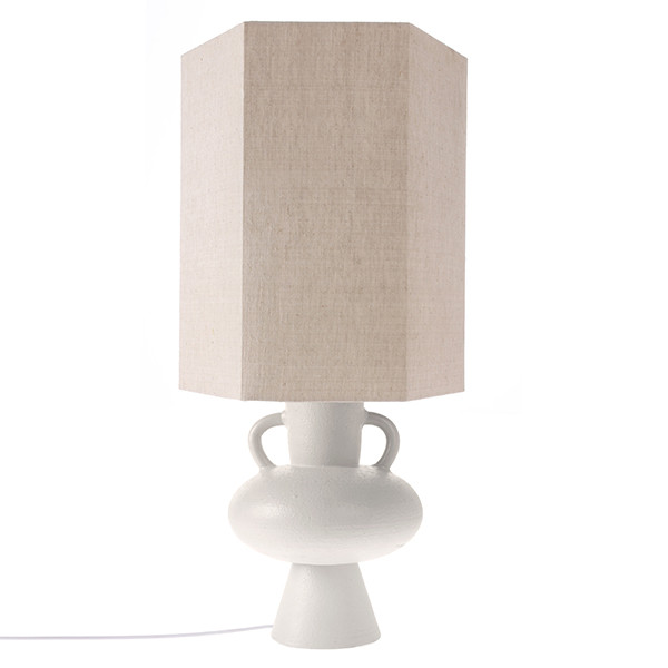 Lámpara de mesa de cerámica con pantalla blanca March