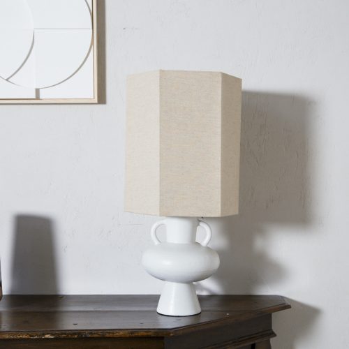 Lámpara de mesa de cerámica blanca
