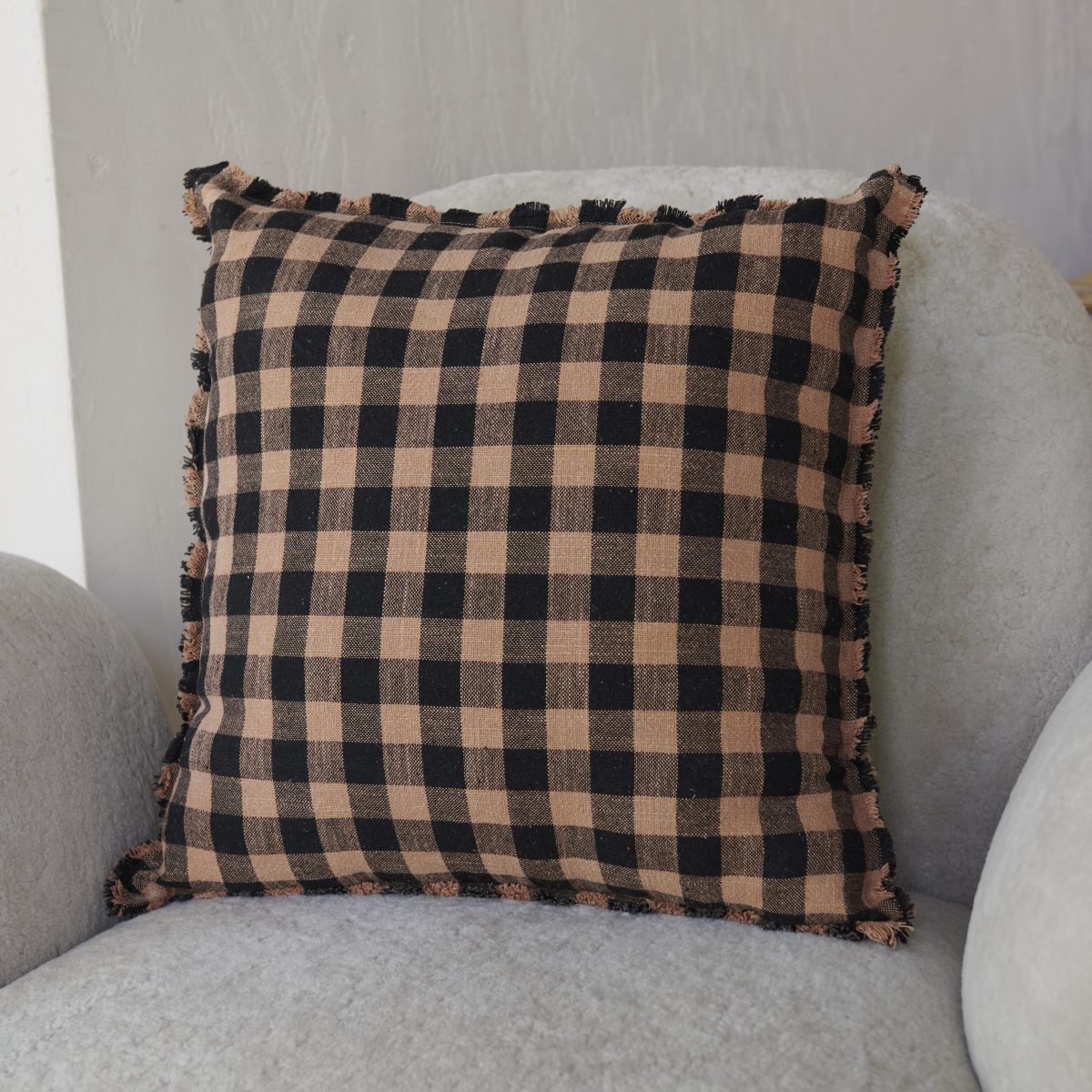 Funda de cojín de cuadros teja 50x50 cm