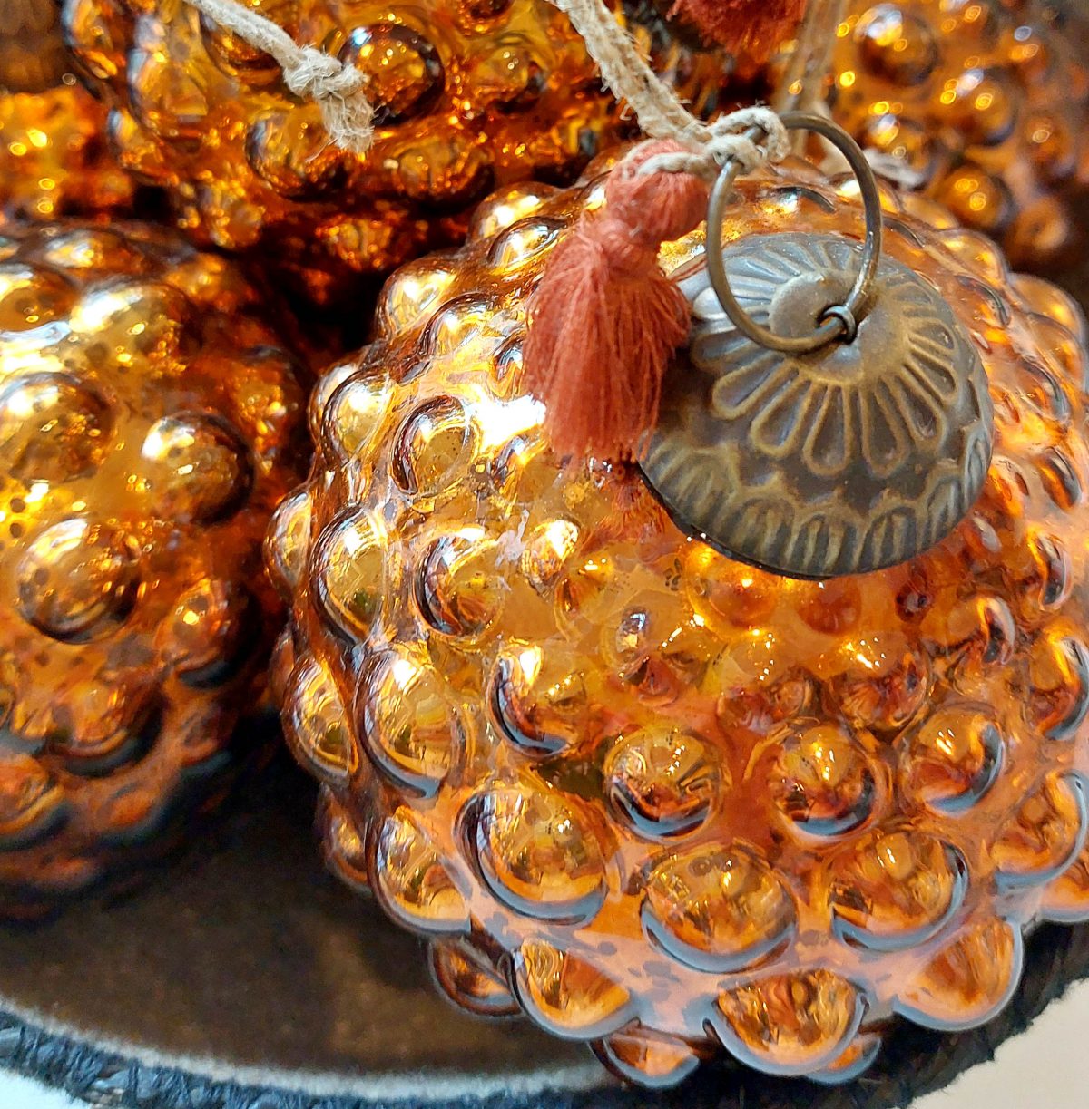 Adorno de Navidad bola cristal anaranjado - Imagen 2