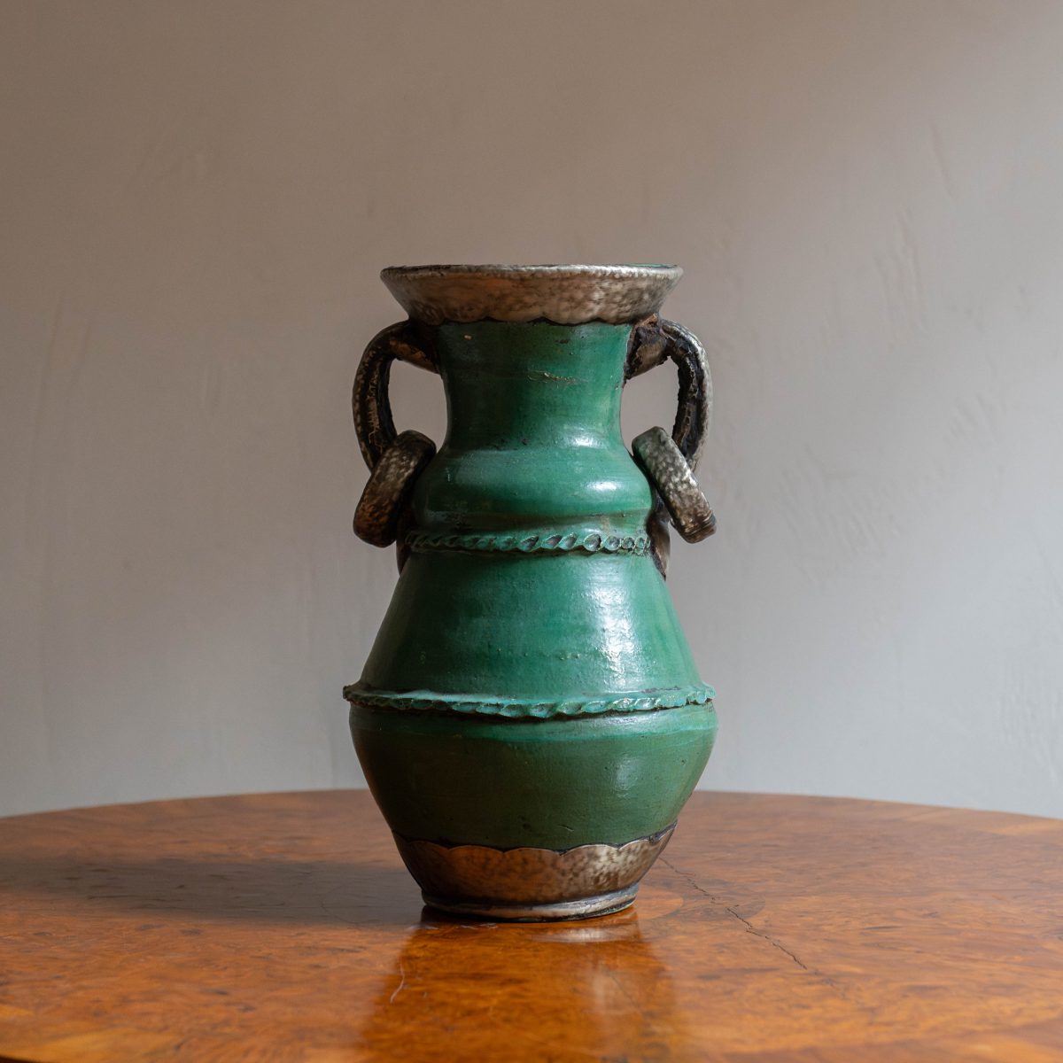 Vasija de cerámica procedente de Tamegroute verde