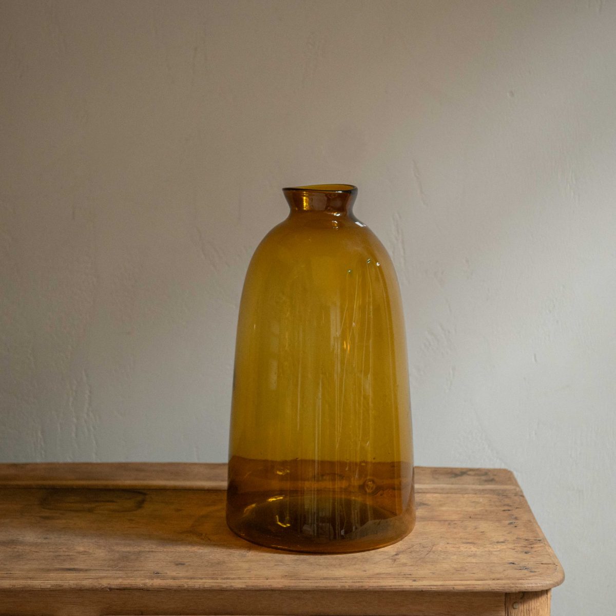 Jarrón vintage ámbar de vidrio soplado XL