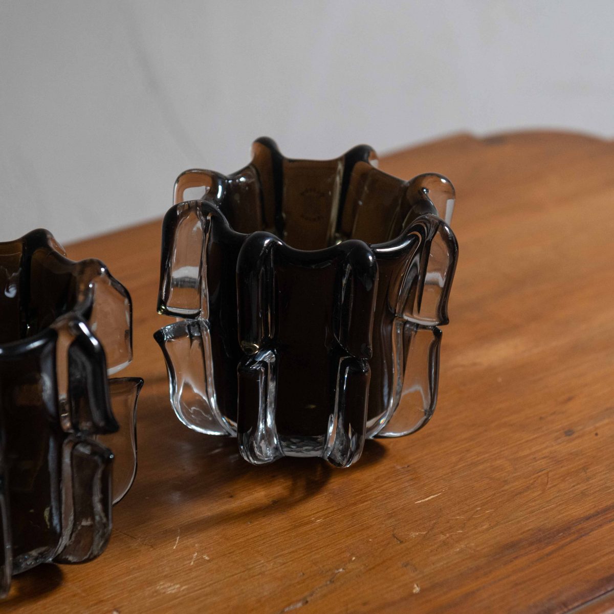 Portavelas de vidrio soplado gris - Imagen 2