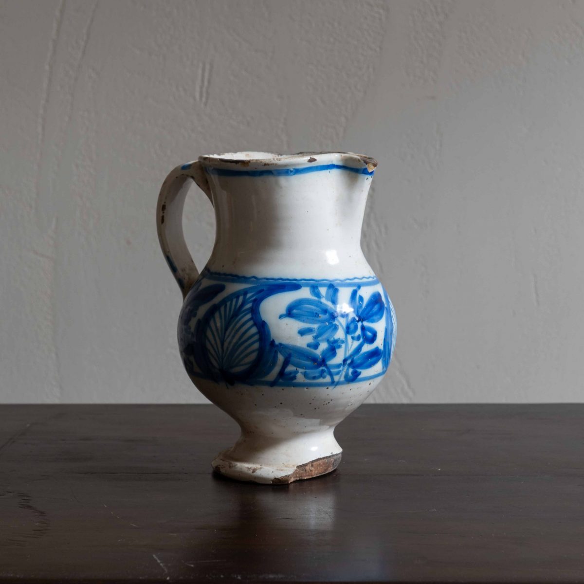 Jarra de cerámica levantina siglo XIX azul L