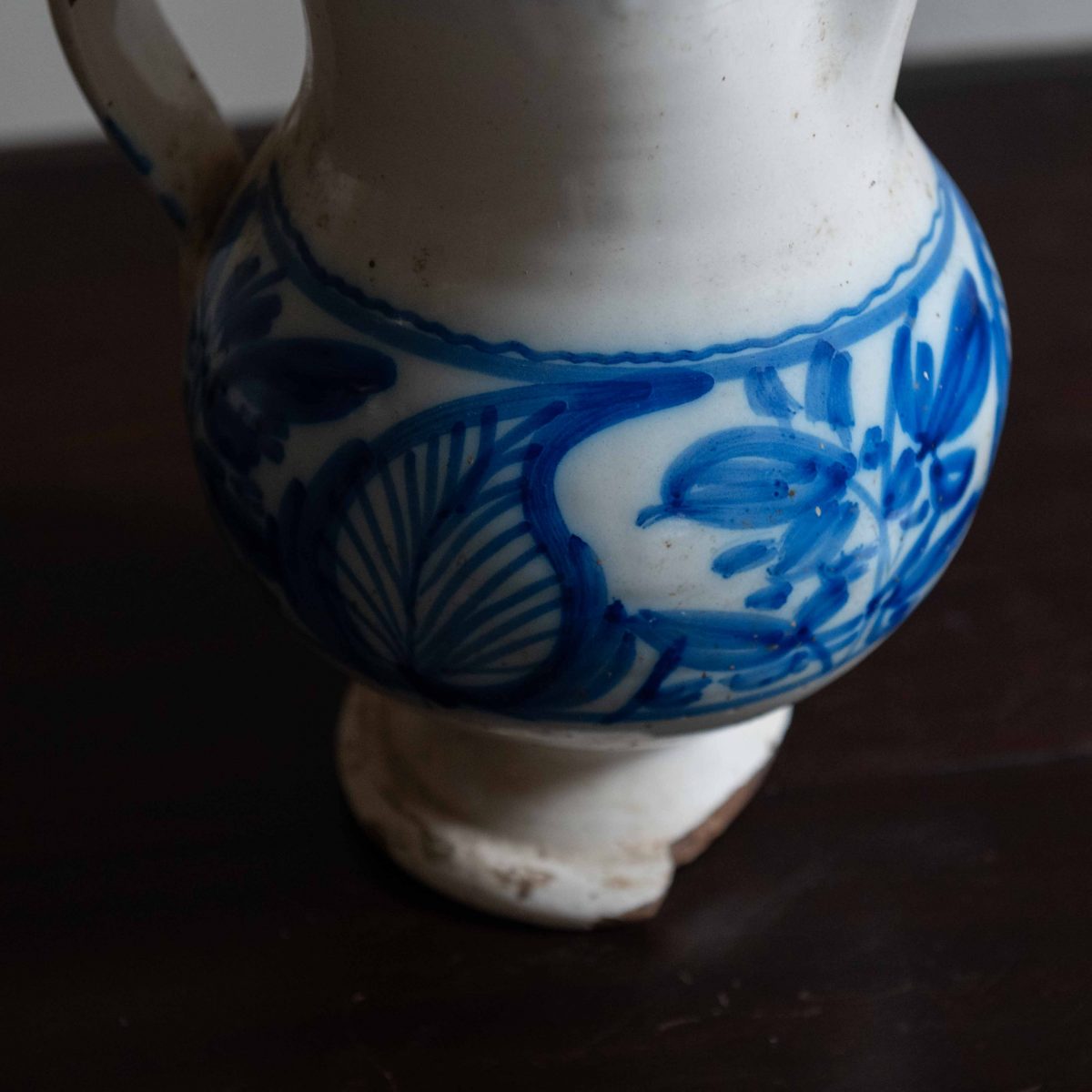 Jarra de cerámica levantina siglo XIX azul L - Imagen 3