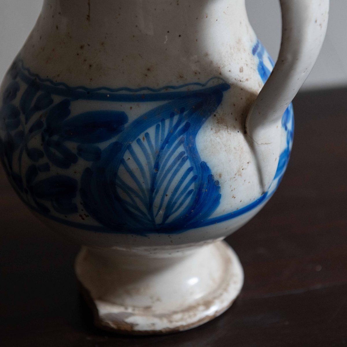 Jarra de cerámica levantina siglo XIX azul L - Imagen 5