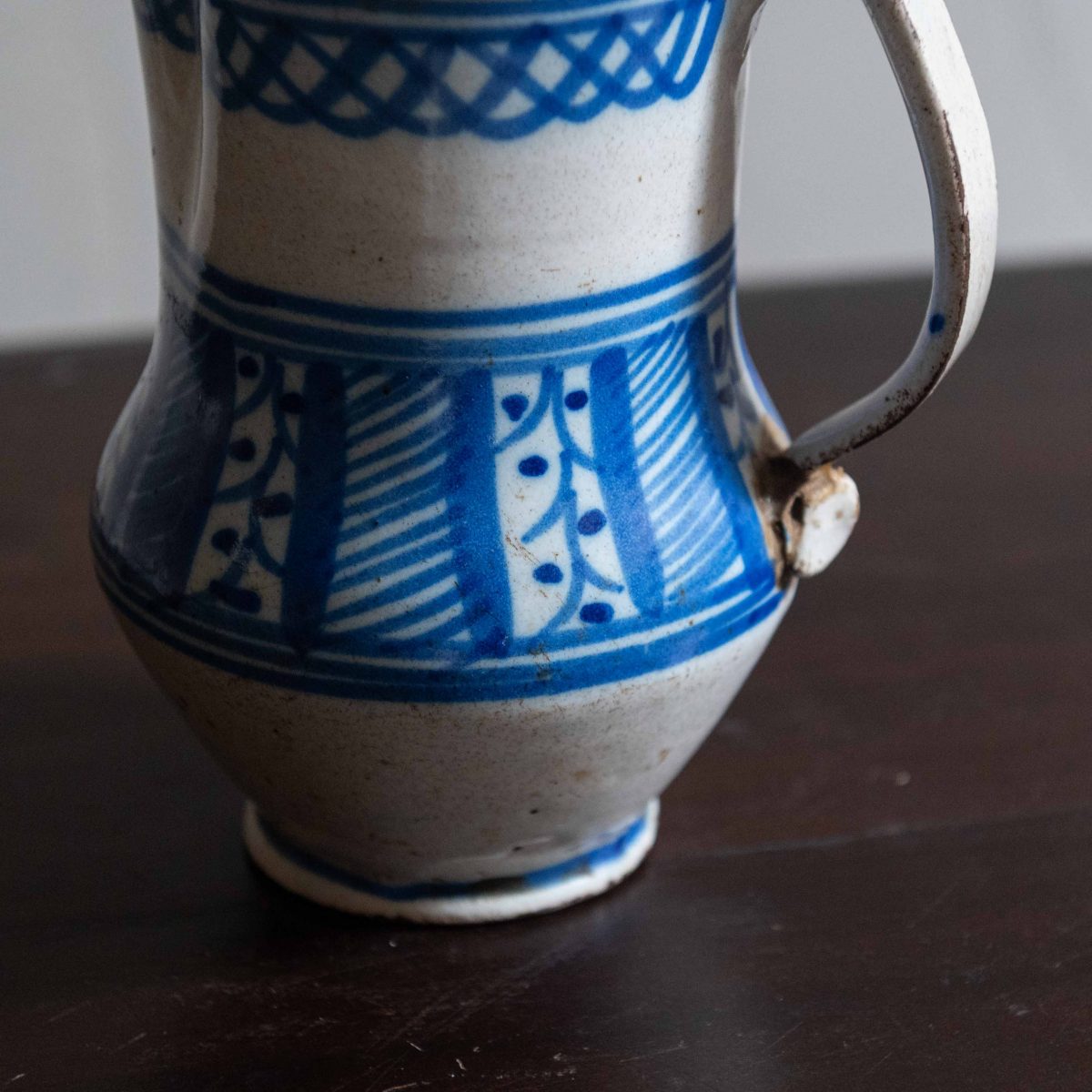 Jarra de cerámica levantina siglo XIX azul M - Imagen 3