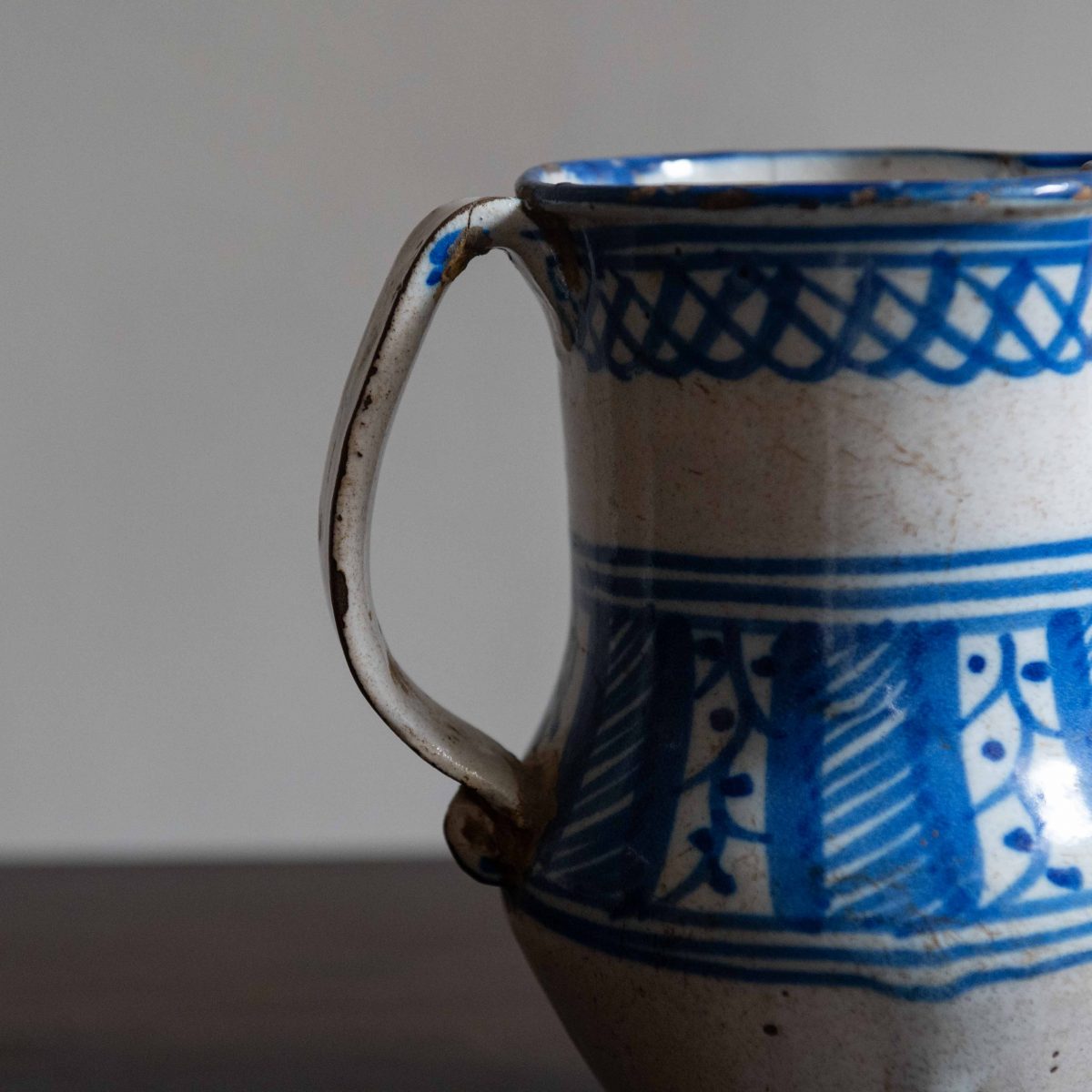 Jarra de cerámica levantina siglo XIX azul M - Imagen 4