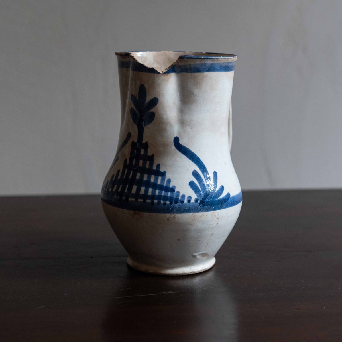 Jarra de cerámica levantina siglo XIX blanca M - Imagen 4