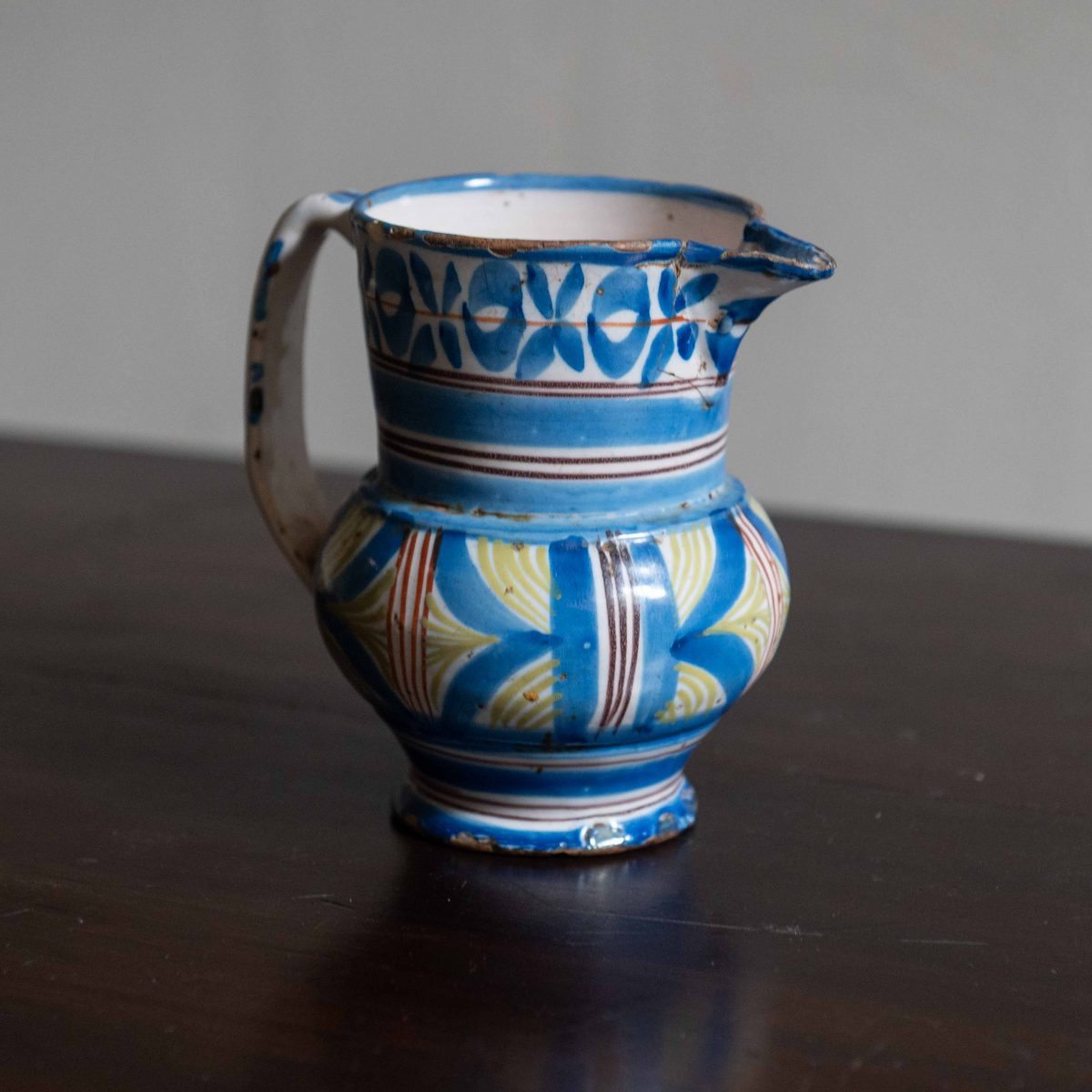 Jarra de cerámica levantina siglo XIX colores S - Imagen 2